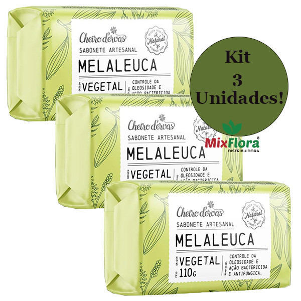 Kit 3 Unidades Sabonete em Barra MELALEUCA 110g Cheiro D´Ervas