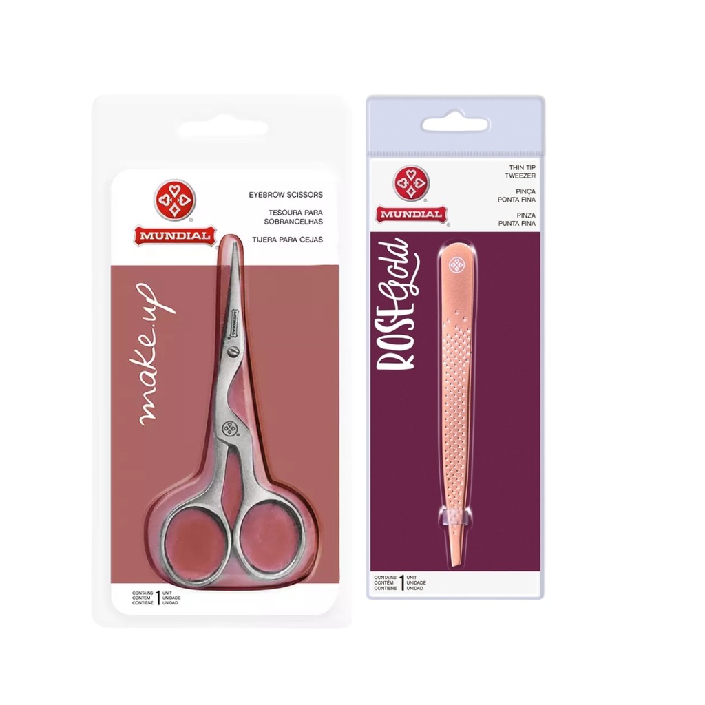 Kit Tesoura BC701 Pinça Rose Gold BC514 Sobrancelha Mundial em Oferta na Shopee