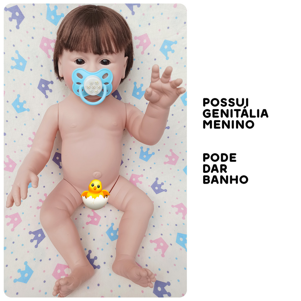 Boneca Bebê Mamãe Reborn Menino + Chupeta de Imã em Oferta na Shopee