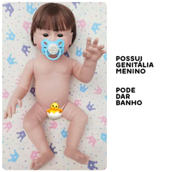 Boneca Bebê Mamãe Reborn Menino + Chupeta de Imã - 48cm!