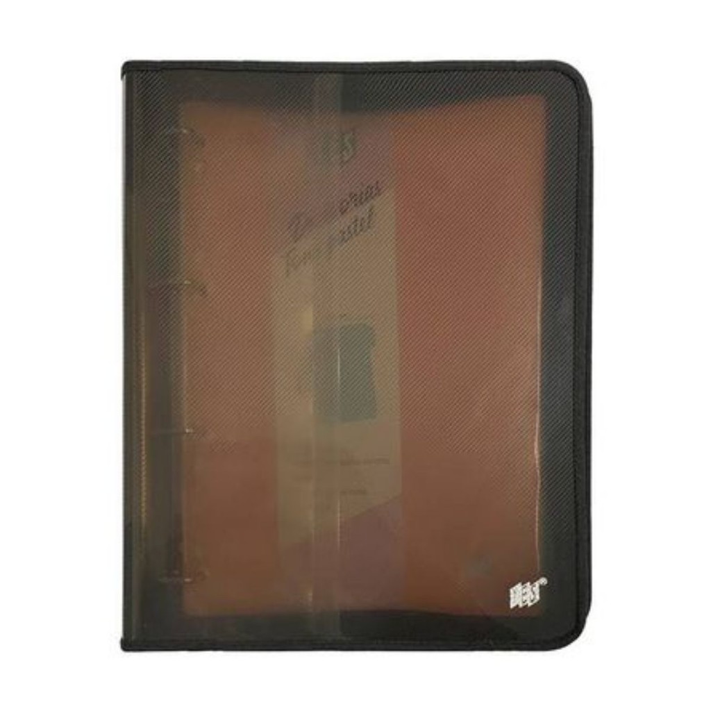 Fichário 4 Argolas com Zíper Universal A4 Fumê YES com Bloco 96 Folhas 5 Divisórias e Planner Aula