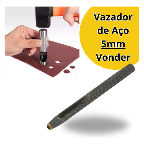 Furador Vazador 5mm Aço Couro Eva Junta Papelao Vonder Vazador De Aço 5mm Cilíndrico Manual Redondo em Oferta na Shopee