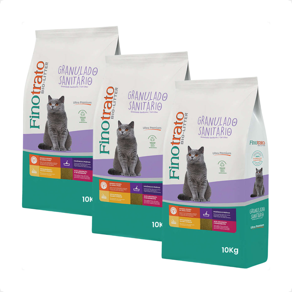 Kit 3 Granulado Finotrato Bio-Litter Ultra Premium - 10Kg em Oferta na Shopee