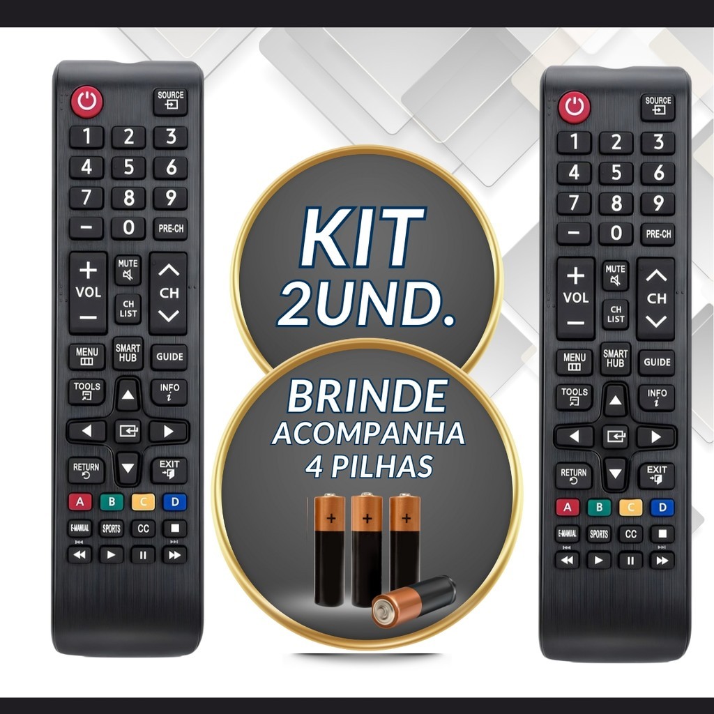 KIT 2 Controle para Tv Samsung Universal Compatível com Smart Tv Samsung