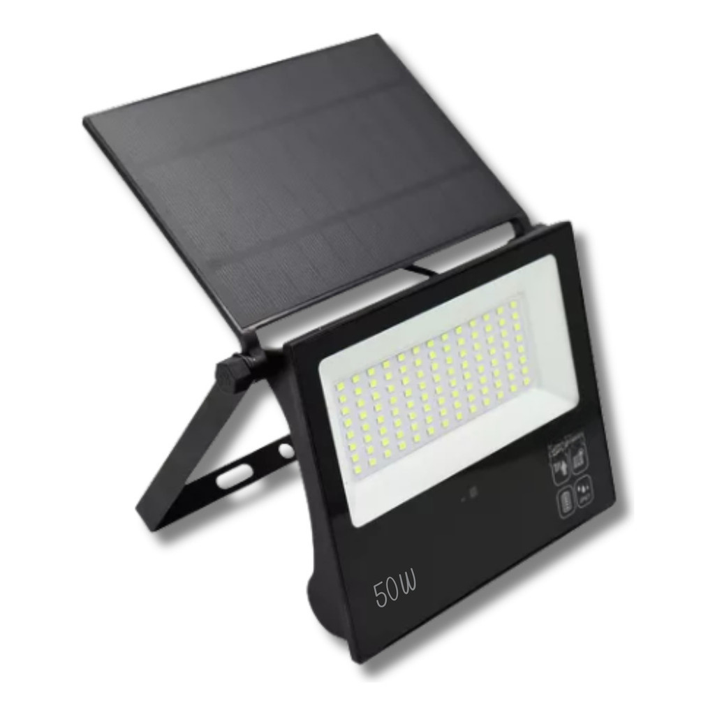 Refletor 50W com Placa Solar Prova De Agua controle remoto Branco Frio Luz LED Jardim Externa Ilumina Portátil Dobrável