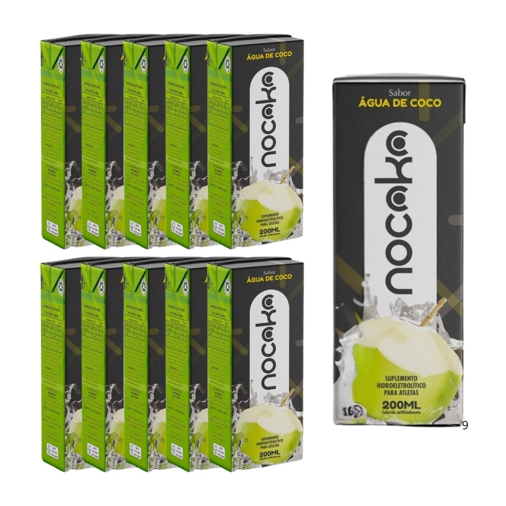 Kit 10 Água de Coco Nocoko Suplemento Alimentar 200ml