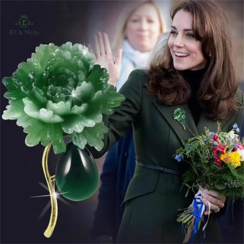 EA & Moda Requintado Verde Peônia Flor Broche Para Mulheres Meninas Vintage Anti-Deslizamento Pinos Versátil Corsage Ace