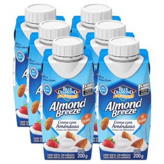 Pack 6un Creme Vegano com Amendoas Almond Breeze 200g em Oferta na Shopee