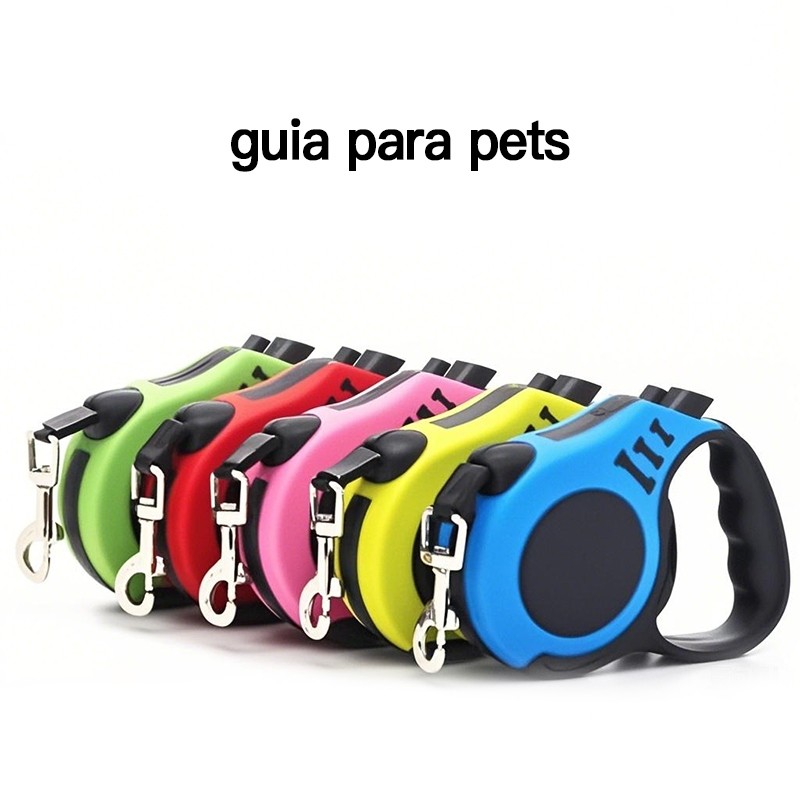 Coleira Guia Retrátil 3/5 Metros  Pets Cachorro Cães Gatos Resistente Com Trava Até 11.33kg em Oferta na Shopee