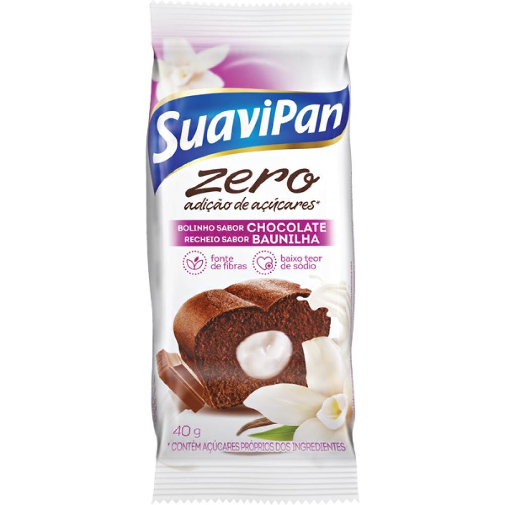 Suavipan - Bolinho Recheado Zero Açúcar - Display 12x40g - Chocolate com Baunilha em Oferta na Shopee