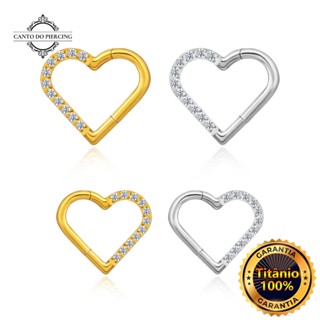 Piercing Argola Helix Conch  Coração Titânio Pvd Clik Zircônia Cravejada Piercing Daith, Nariz, Orelha Coracao em Oferta na Shopee