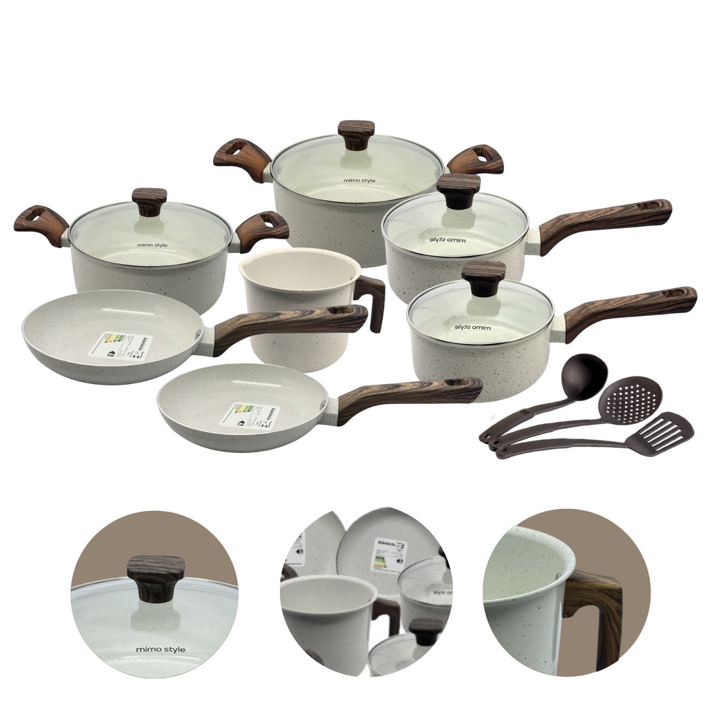 Jogo de Panelas Antiaderente Cerâmico Fogão Indução Kit 10 Peças Pratic Cook Marmol em Oferta na Shopee