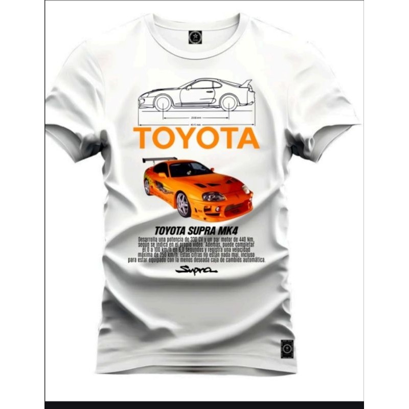 camiseta Toyota supra laranja carro esportivo malha 30.1 100%algodao