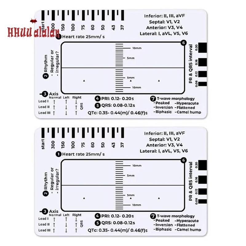 🌟Régua De 7 Passos ECG , 2 Peças , Eg Para Interpretação/EKG , Guia De Referência , Ferramenta De Medição De Pinças