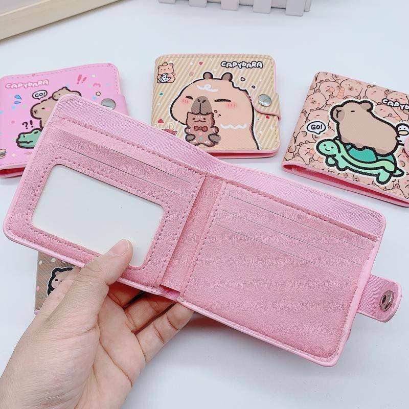2025 Capivara Dos Desenhos Animados Pu Carteira Casual Menina Saco Bonito Portátil Id Titular Do Cartão Moeda Bolsa Meni