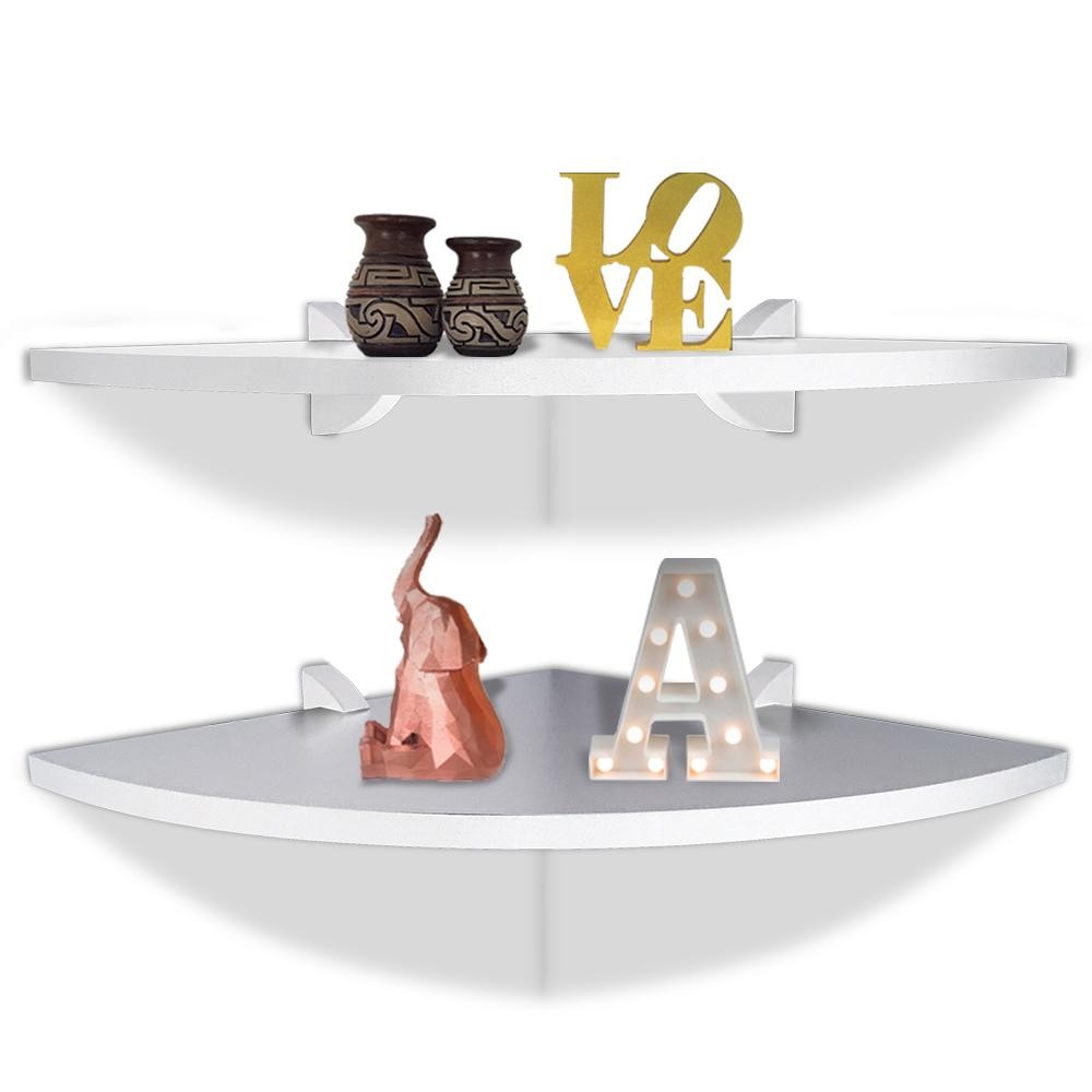 Kit 02 Prateleiras De Parede Canto Quinte Para Quarto Sala Cozinha MDP Branco em Oferta na Shopee