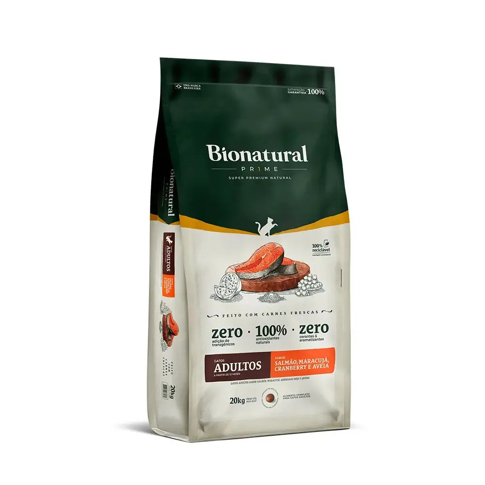 Bionatural Prime Gato Adulto Salmão - Super Premium Natural 20Kg em Oferta na Shopee