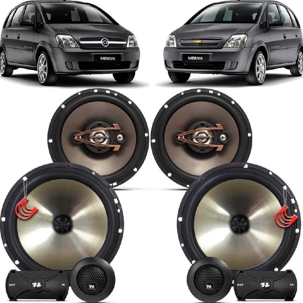 Kit Alto Falantes Dianteiros + Traseiros Chevrolet Meriva 2002 até 2012 - Hurricane Platino 640w
