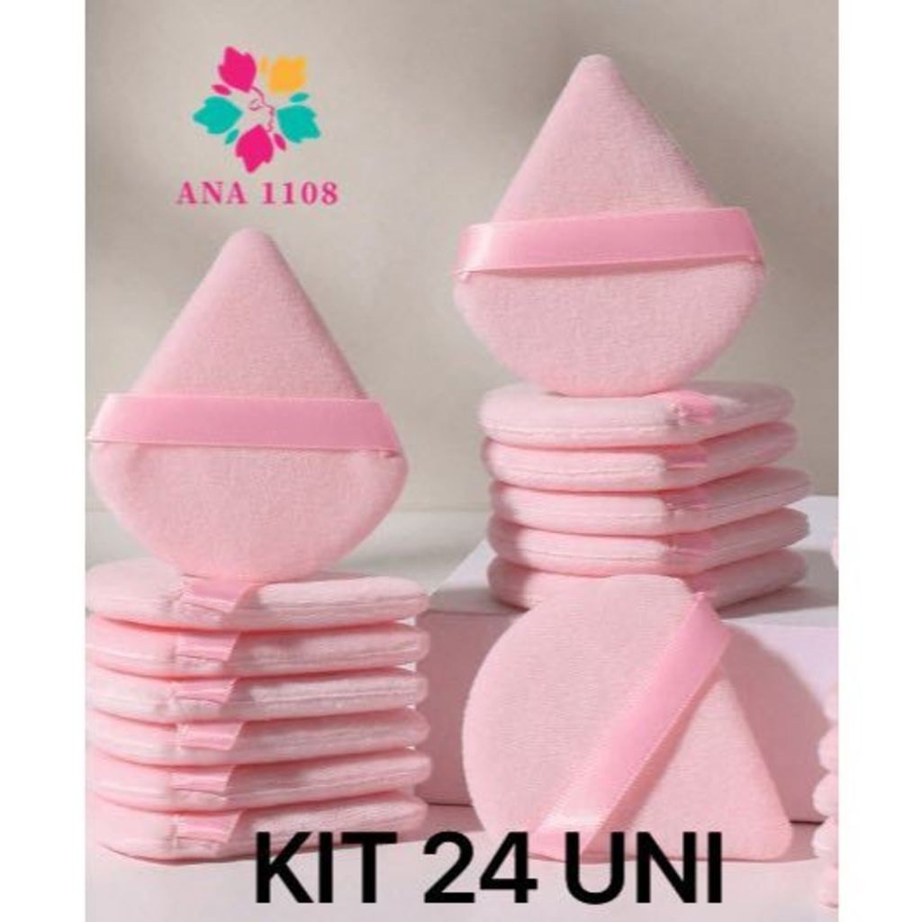 ANA1108 Kit 24/48 unidades Esponja Triangular Para Pó De Veludo Maquiagem