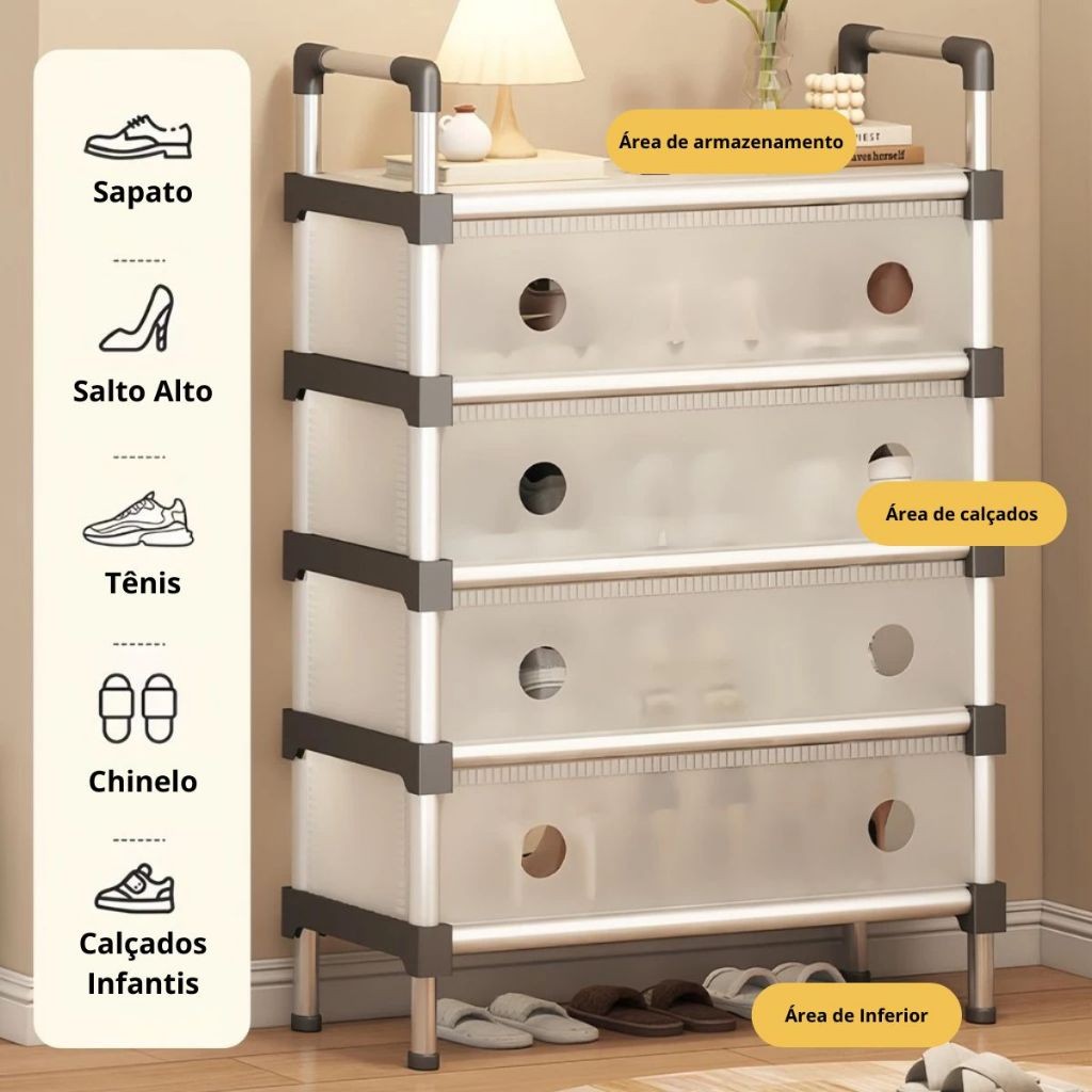 5 Andares 12 Pares Premium Sapateira De Porta Organizadora Para Sapatos Organizador Quarto Sapateira