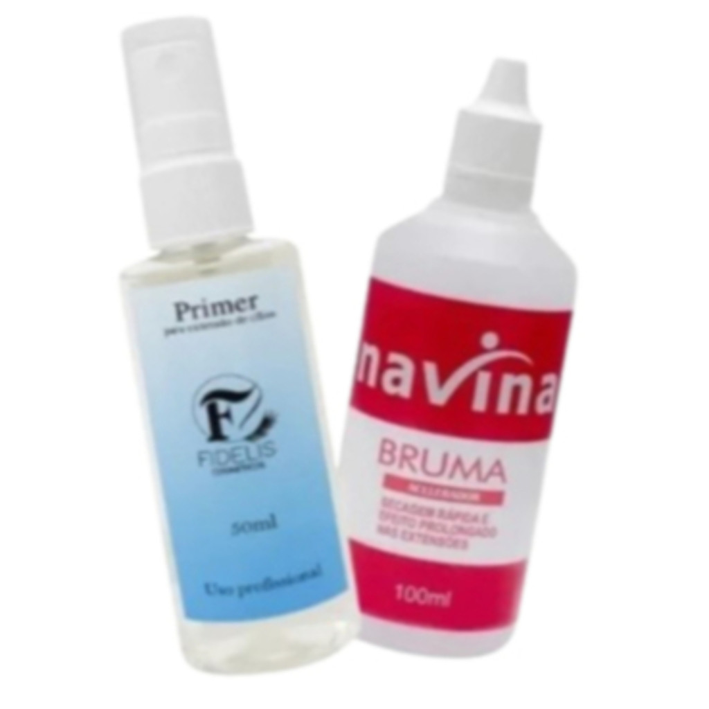 Kit Com 2 1 Primer Fidelis + 1 Bruma Aceleradora Navina Para Extensão De Cílios