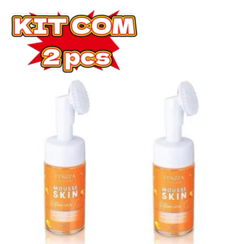 KIT COM 2 PCS Mousse Skin Vitamina C / Limpeza Profunda com Extrato Rosa Mosqueta  Fenzza em Oferta na Shopee