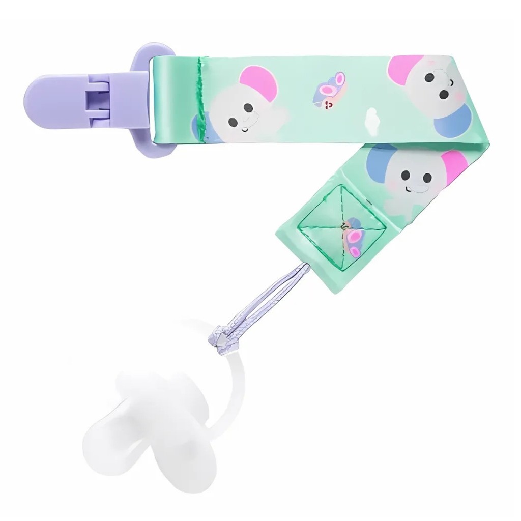 Prendedor De Chupeta Elefantinho verde e Lilas - 18820 Buba