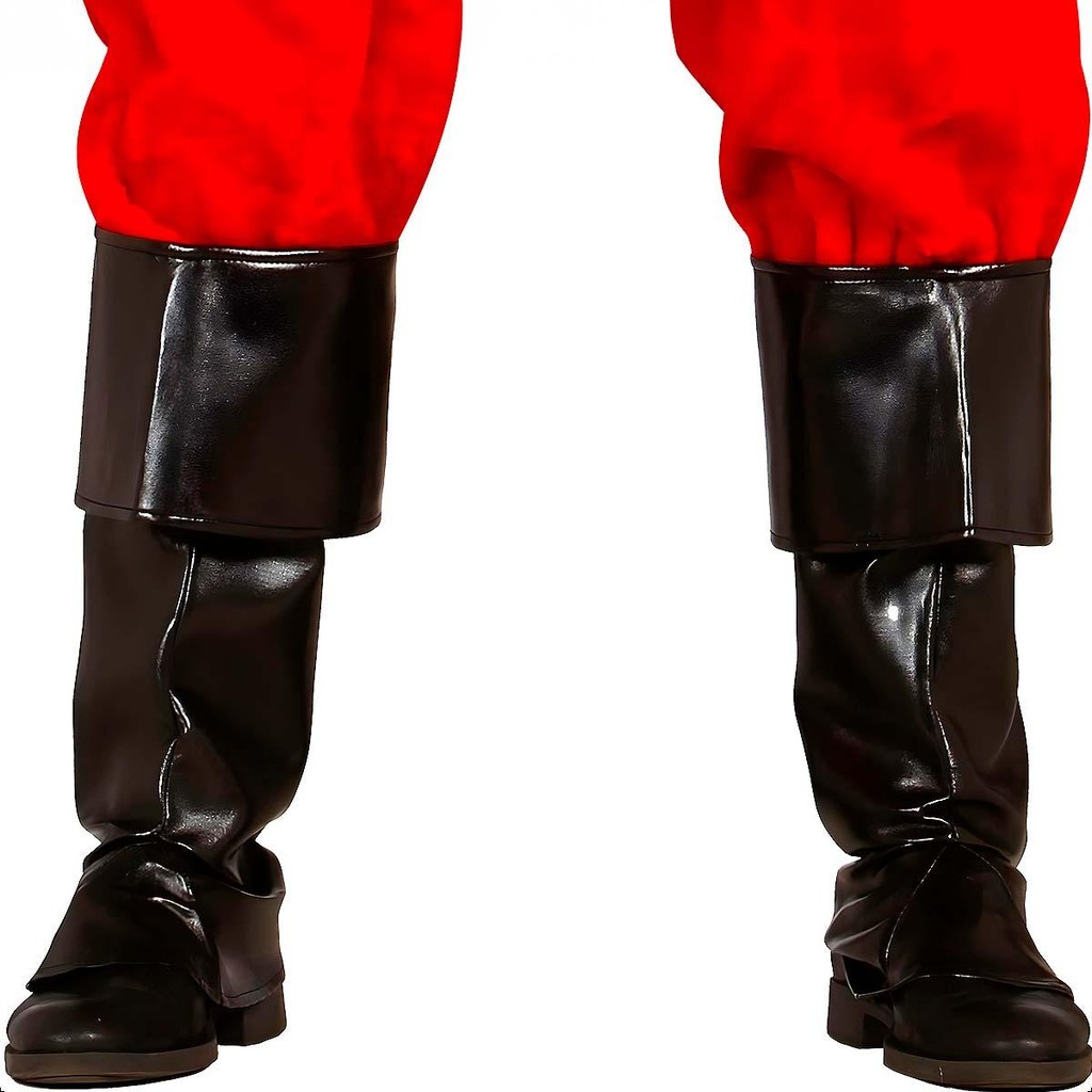 Polainas de Papai Noel Pretas de Couro Sintético para Fantasia 50 cm de Altura