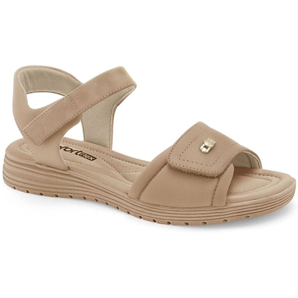 Sandália Feminina Velcro E Lycra Caqui Comfortflex 2351403-7 em Oferta na Shopee