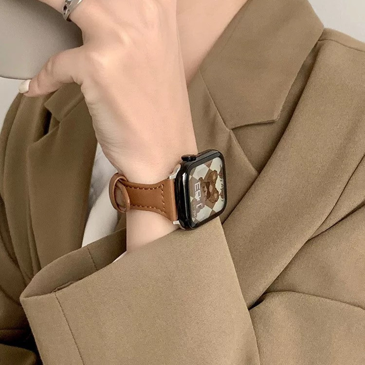 Pulseira De Couro Fina Para Apple Watch band 10 42mm 46mm ultra-2 49mm Série 7 8 9 41mm/45mm 38mm/42mm Pulso iWatch SE 6 em Oferta na Shopee