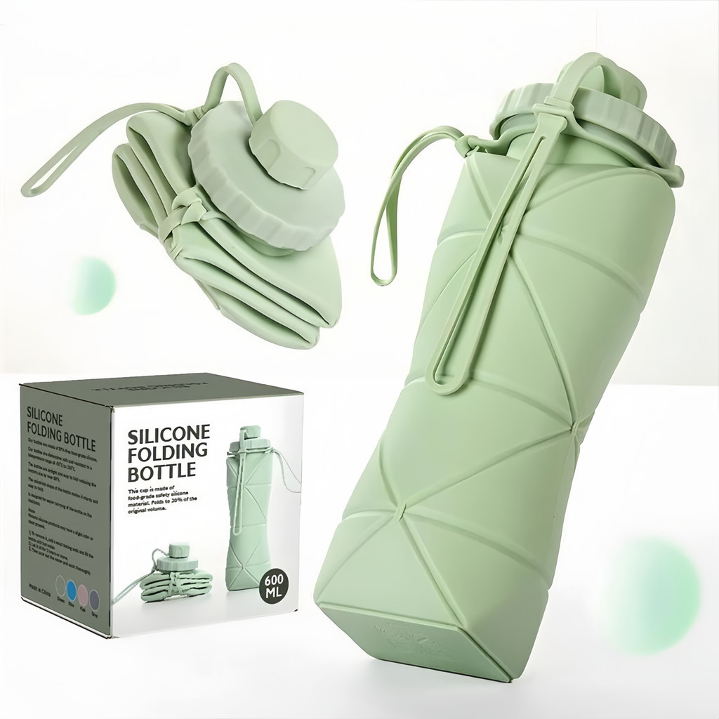 Garrafas Dobráveis De Água Silicone Portáteis Reutilizáveis Ginásio De Viagem De Grande Ca...