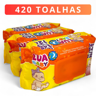 Kit Com 420 Lenço Umedecido Premium com 3 Pacotes Lua Baby Toalha Mimo Bebe em Oferta na Shopee