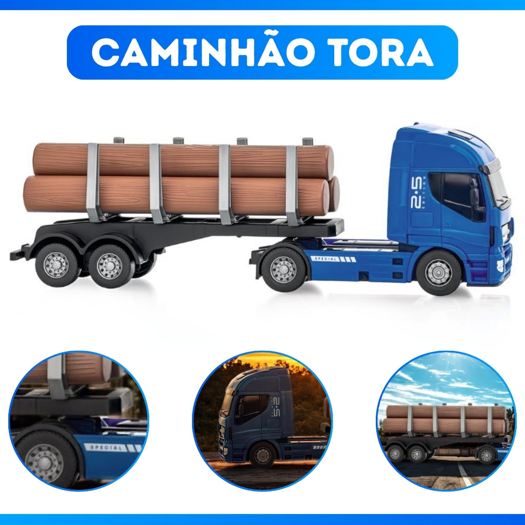 Caminhão Carreta Florestal Iveco Hiway Tora Brinquedos Profissão Menino Presente - ENVIO IMEDIATO
