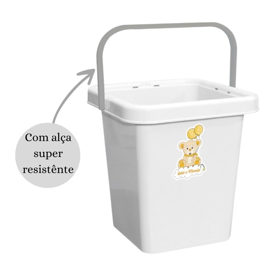 Balde Bebê Monte Líbano Infantil Quadrado Urso  7 Litros Branco em Oferta na Shopee