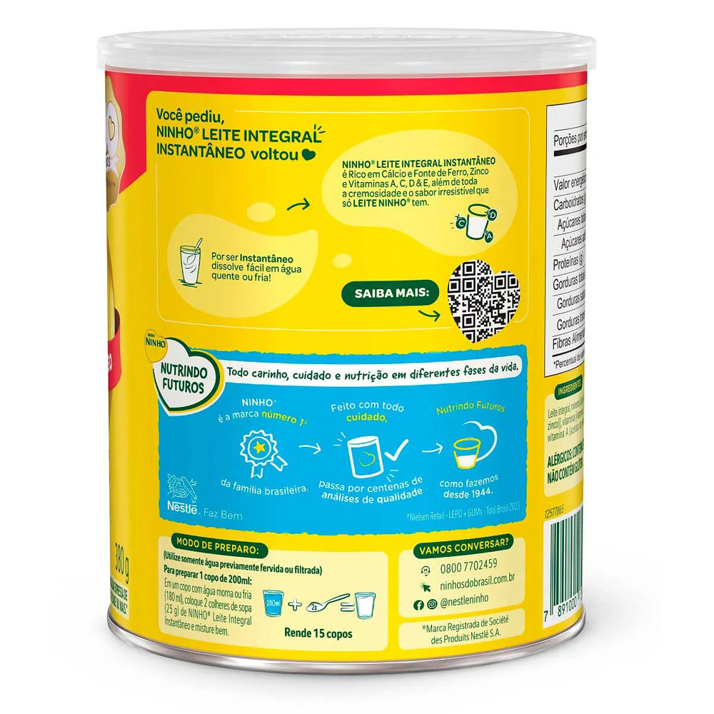 Detalhes do Leite em Pó Ninho Integral Instantâneo Lata 380g