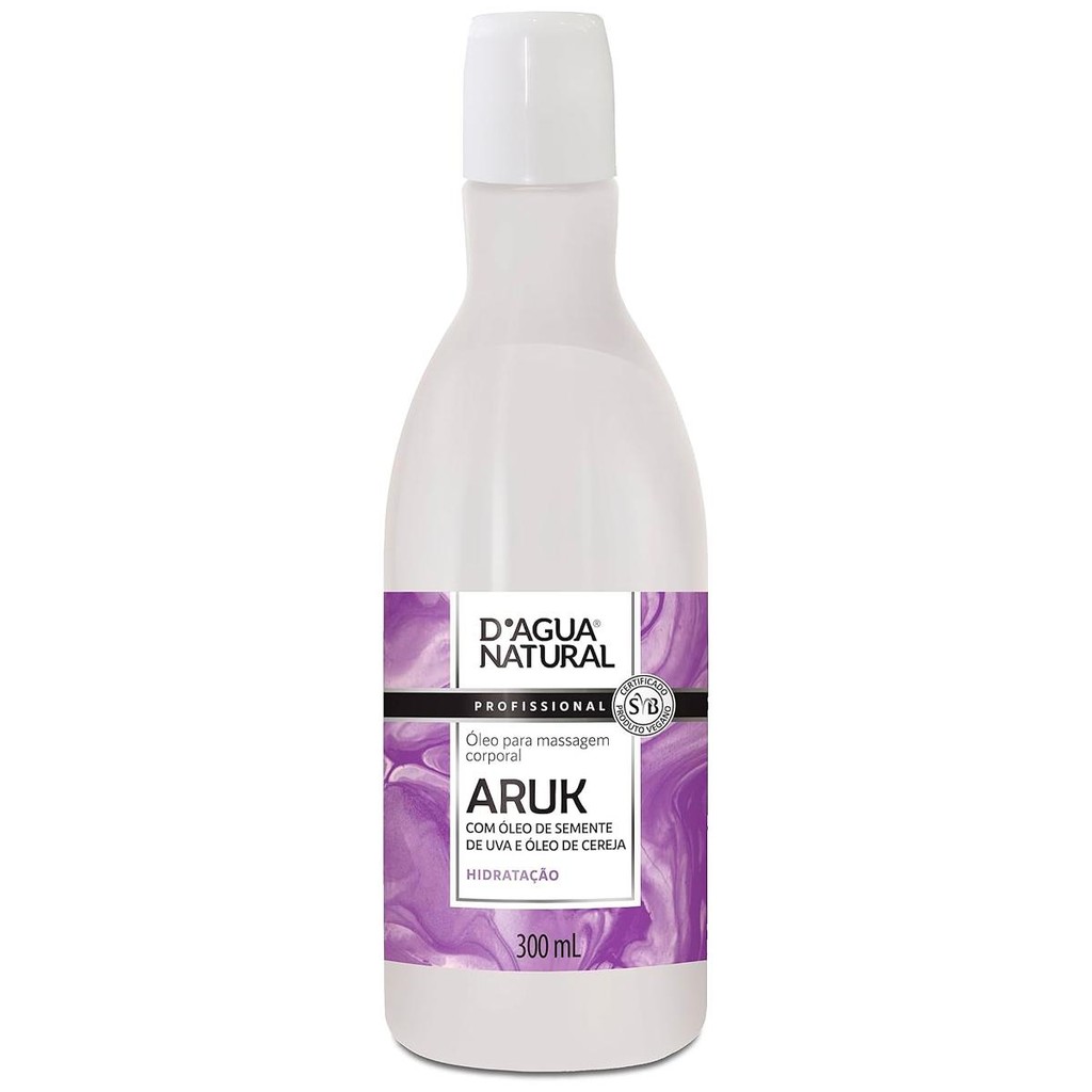 Óleo de Massagem Corporal Dagua Natural Aruk Semente de Uva e Cereja Hidratação 300ml