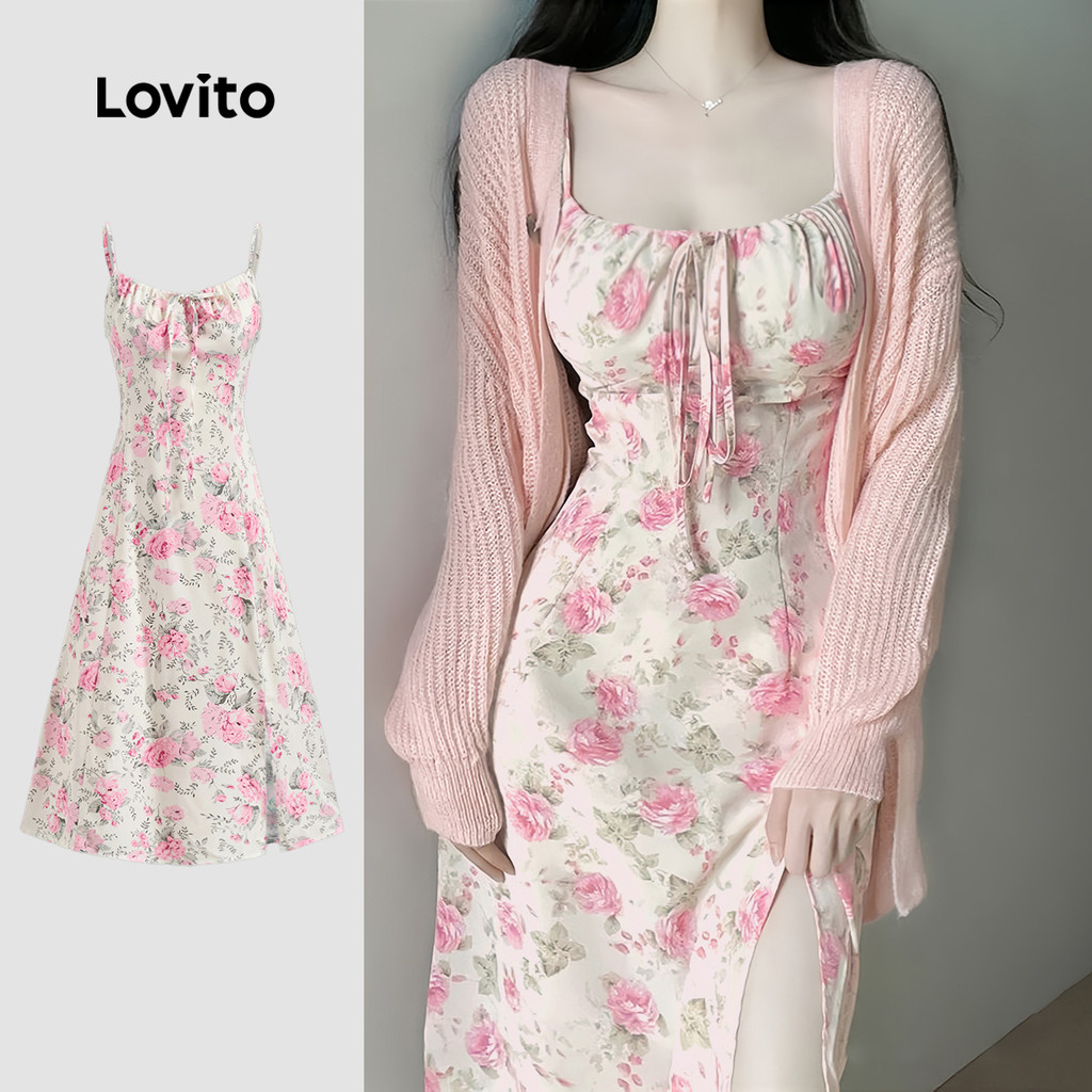 Lovito Vestido Casual Floral Com Cadarço, Vestido De Verão/Primavera Para Mulheres L128ED870 - Women Clothes