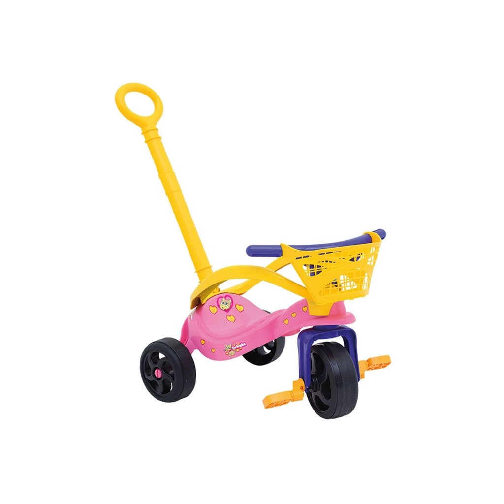 Triciclo Infantil Fofinha Empurrador Proteção Cestinha Xalingo Velotrol Criança Esporte Bebê