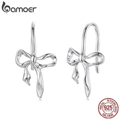Brincos De Gancho De Prata Esterlina 925 Bamoer Com Design De Arco Romântico , Joias , Presentes Para Mulheres