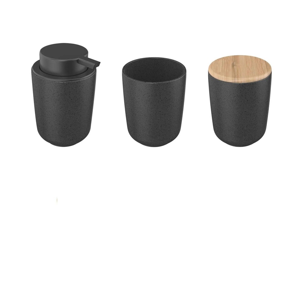 Kit para banheiro Ou 3 peças Linha Osaka - Preto Marmorizado - Home & Living