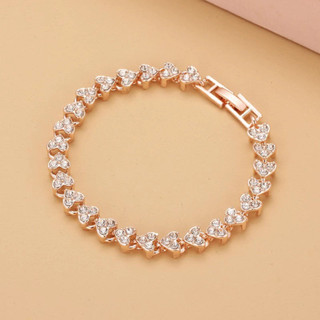 Pulseira de ouro rosa super flash zircônia temperamento simples e versátil cheio de diamantes luz luxo em Oferta na Shopee