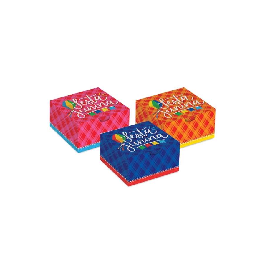 Caixa Para Lembrancinha - Arraiá Bão Demais - 8,5x8,5x3,5cm - 10 unidades - Cromus - Rizzo - Home & Living