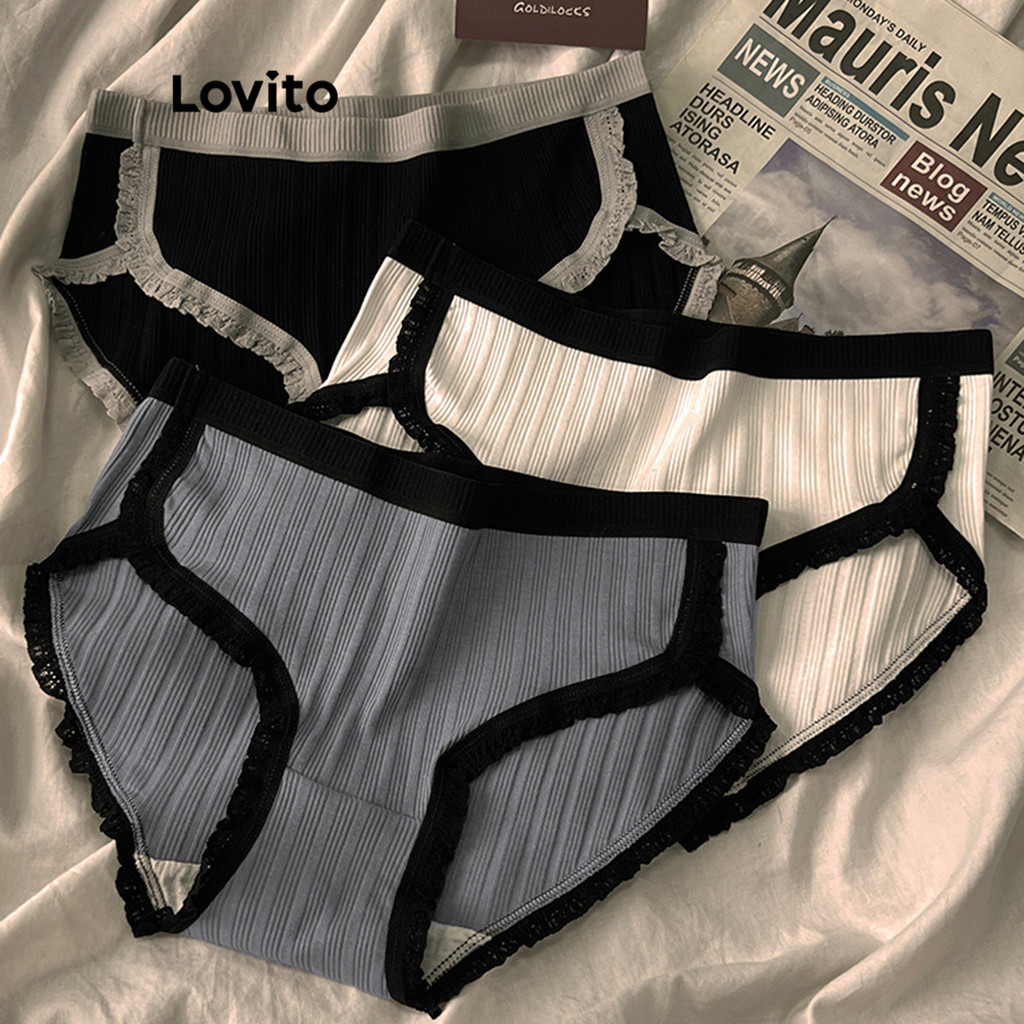 Lovito Calcinha Casual Lisa Colorblock Para Mulheres LNA41018 - Women Clothes