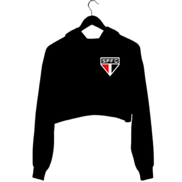 Cropped blusa de moletom feminino SP time paulista promoção