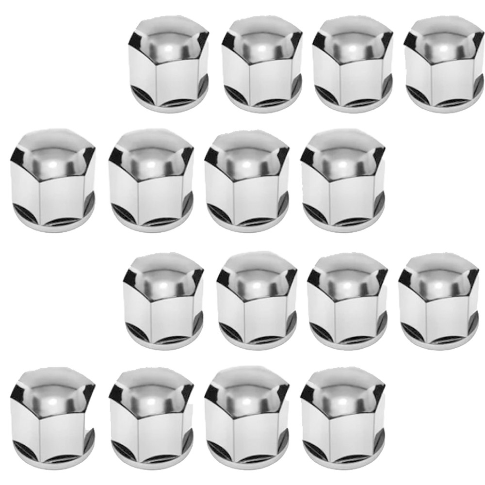 Jogo Capa Parafuso Roda Universal Cromado Modelo 17mm 16 peças