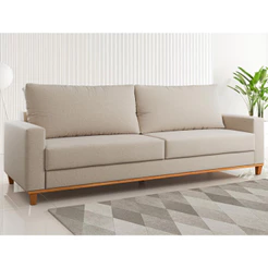 Sofá 3 Lugares 220cm Linho Chanel Viero Móveis