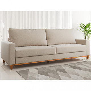 Sofá 3 Lugares 220cm Linho Chanel Viero Móveis em Oferta na Shopee