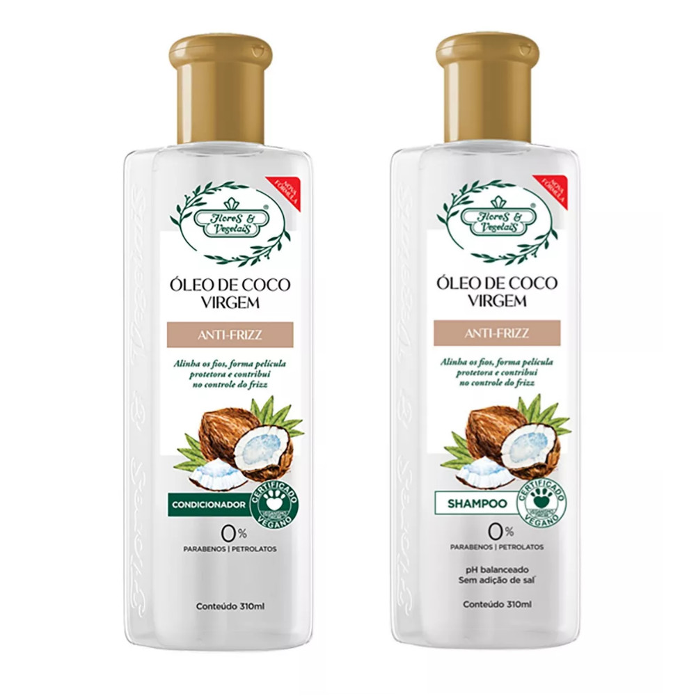 Kit Shampoo e Condicionador Antifrizz 310ml Flores e Vegetais em Oferta na Shopee