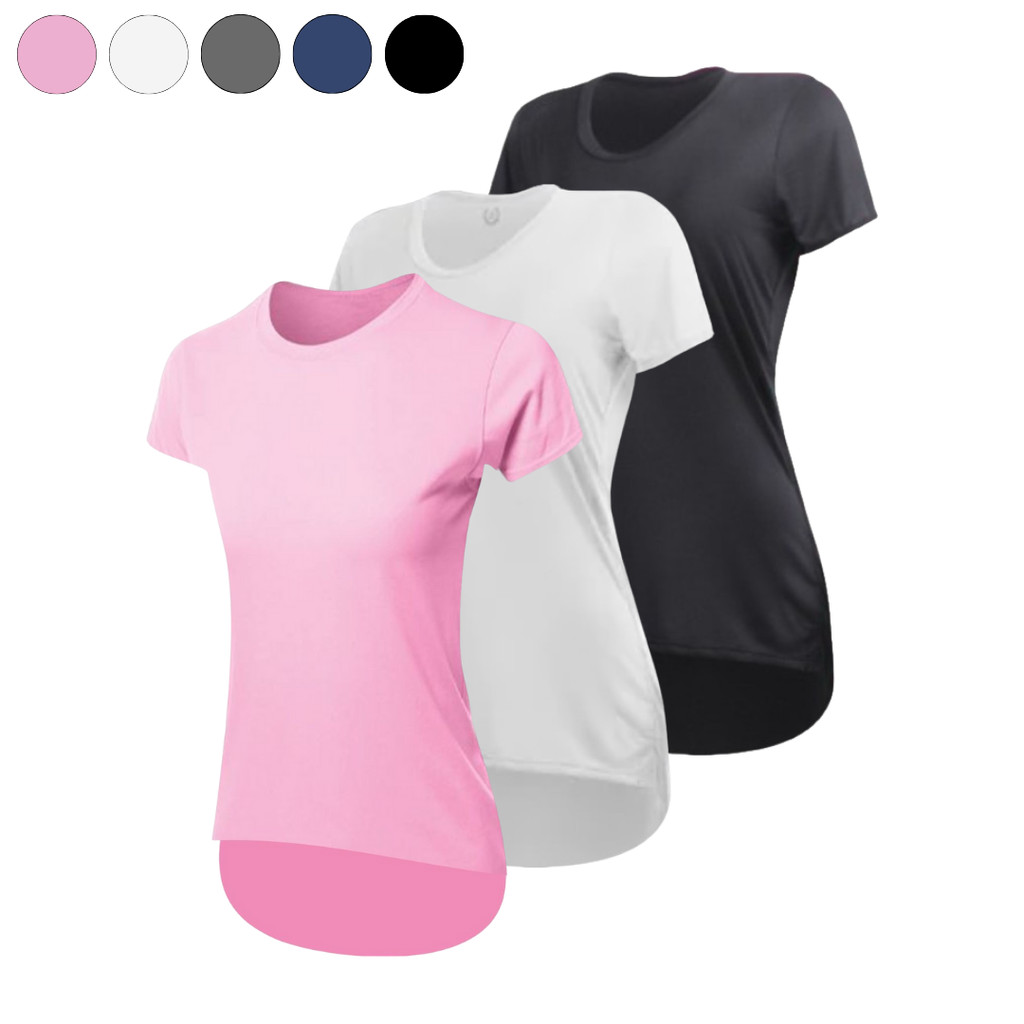 Kit 3 Camisetas Dry Fit Long Line Feminina Tampa Bumbum Para Academia Fitness em Oferta na Shopee