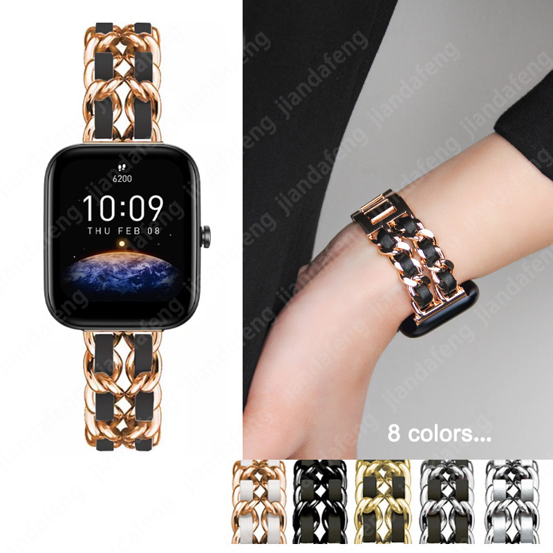 Pulseira De Corrente De Metal Para Huami Amazfit Bip 3 pro Bip5 GTS3 GTS2 GTR 42mm 47mm GTS 4 Mini Ativo